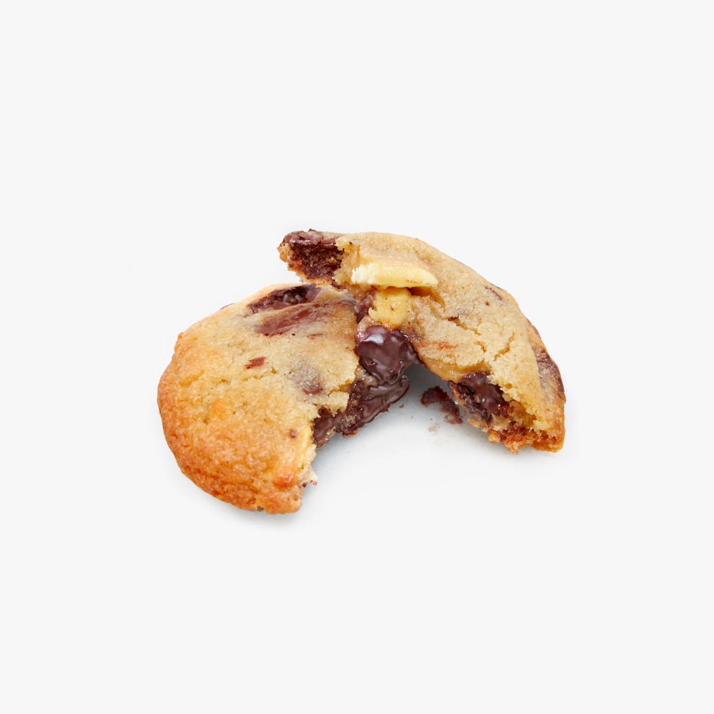 Melty raspberry chocolate chip cookie with dark chocolate center.